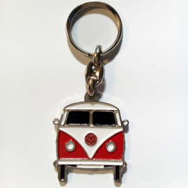 Metal Keychain - Volkswagen Bus Type 2 - VW - Red & White