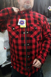 Protective Checker Shirt - Beschermend Motorshirt - Rood Zwart Geruit