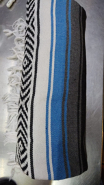 Mexican blanket -Blue White Grey Black - 130x170