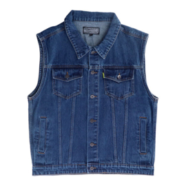 DARK BLUE - Denim Biker Vest - MCS WorkWear