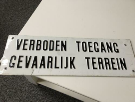 Vintage Metalen Plaat - Verboden toegang Gevaarlijk terrein