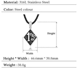 One Percent - 1% - Stainless Steel Pendant  [MEDIUM]