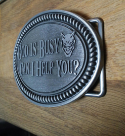 Belt Buckle - God is Busy - Can I help You?