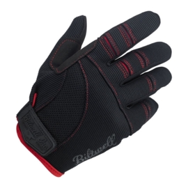 Biltwell INC - Moto Gloves - Zwart/Rood - Handschoenen