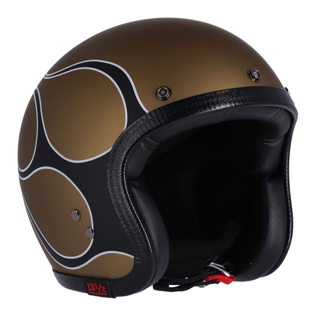 Skull bucket helmet flames matt gold - 13 1/2