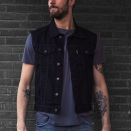 Vintage Black Denim Biker Vest - MCS WorkWear