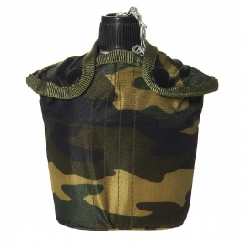 Canteen with camouflage cover, aluminium
