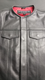 Leather MC-Vest - DeLuxe- Round Neck - Side Zippers