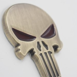 The Punisher - METAL DECAL /  STICKER - Bronze / Brass / Gold - RED EYES