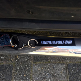 Embroided Keychain - Black & White - REMOVE BEFORE FLIGHT