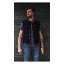 Vintage Black Denim Biker Vest - MCS WorkWear