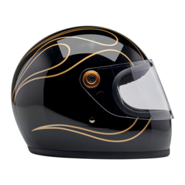 GRINGO S ECE R22.06 HELMET - GLOSS BLACK FLAMES