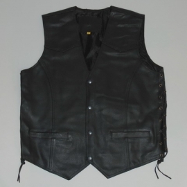 Leren vest met zij-veters