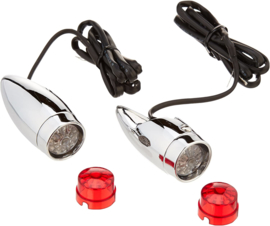 Red LED Strut Mount Mini Bullets - Clear & Red lens (pair)