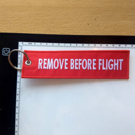 Bigger Embroided Keychain - Red & White - REMOVE BEFORE FLIGHT