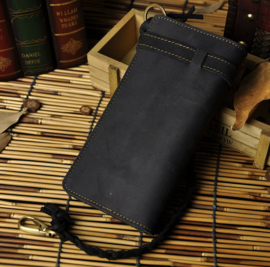 Biker Wallet - Large - BLACK ROUGH LEATHER