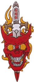 369 - large Patch - Tattoo Oldschool - Devil with Dagger through his Head