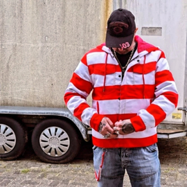 Prison Motorcycle Hooded Jacket - Red & White Stripes - Para Aramide
