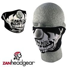 Face Mask - Half - Zan HeadGear USA - Chrome Skull