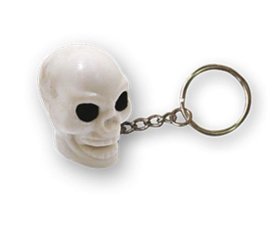 Keychain - TrikTopz - White Skull with Black Eyes
