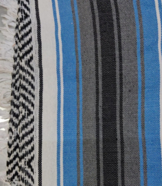 Mexican blanket -Blue White Grey Black - 130x170