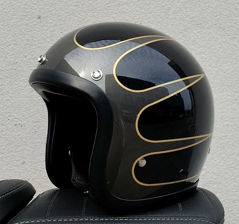 TT&CO Jet Helmet - Black & Grey Scalop - 500-TX