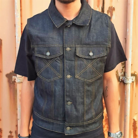 Raw Blue Denim WorkWear Biker Vest  - The Rebel - LAST SIZES!