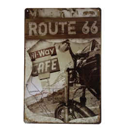 Metal Plate - Route 66 - Hi-Way Cafe - Motorcycle
