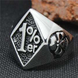 1% - One Percenter Ring - Silver Skull