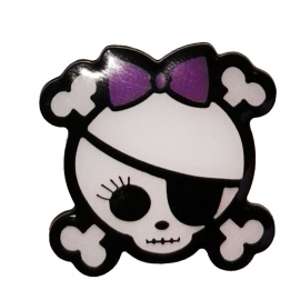 P191 - Pin - Girly Skull & Bones with purple Bow