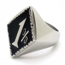 1% - One Percenter Ring - Black & Silver