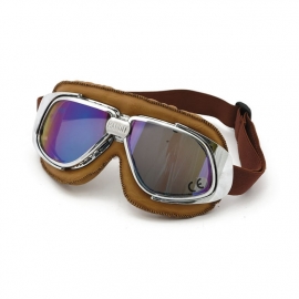 Bandit - Classic Goggles - Silver & brown leather - Iridium Lens