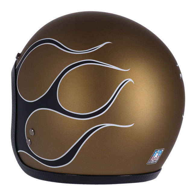 Skull bucket helmet flames matt gold - 13 1/2