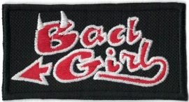 184 - RED and WHTE PATCH - Devil horns and tail - BAD GIRL