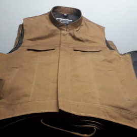 Brown Denim Vest  'Sonny' - 6 pockets