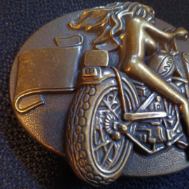 Lady on a Chopper - Belt Buckle