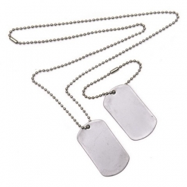 Dog Tag - Stainless Steel - Silver - Set of 2 - Long & Short Chain - NO TEXT