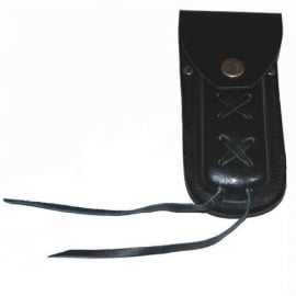 Knifepouch 5" Black -Leather - with Laces
