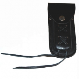 Knifepouch 5" Black -Leather - with Laces