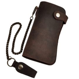 Biker Wallet - Large -  BRASS CHAIN ROUGH LEATHER
