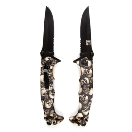 White Skulls Knife + Clip - 11cm blade