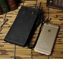 Biker Wallet - Large - BLACK ROUGH LEATHER