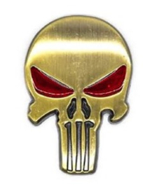 The Punisher - METAL DECAL /  STICKER - Bronze / Brass / Gold - RED EYES