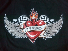King Kerosin - Winged Heart with Racing Flags - MEDIUM Only T-Shirt