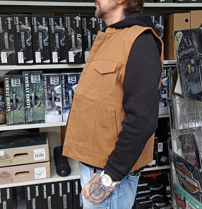 Brown Denim Vest  'Sonny' - 6 pockets