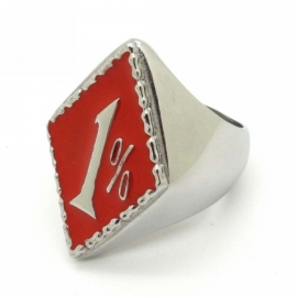 1% - One Percenter Ring - Red & Silver