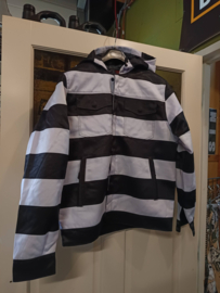 Prison Motorcycle Hooded Jacket - Black & White Stripes