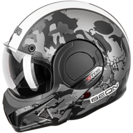 BEON B707 HELMET - Black & White - Skull