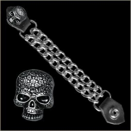 Vest Extender - Double Chain -Skull with Flower Tattoo Design