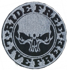 263 - Patch - Ride Free * Live Free (silver skull)